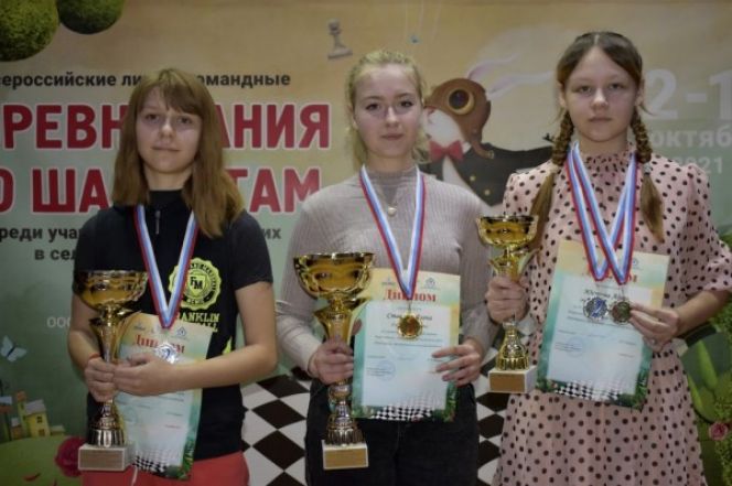Анастасия Верещагина на фото слева. Фото: сайт Федерации шахмат Алтайского края