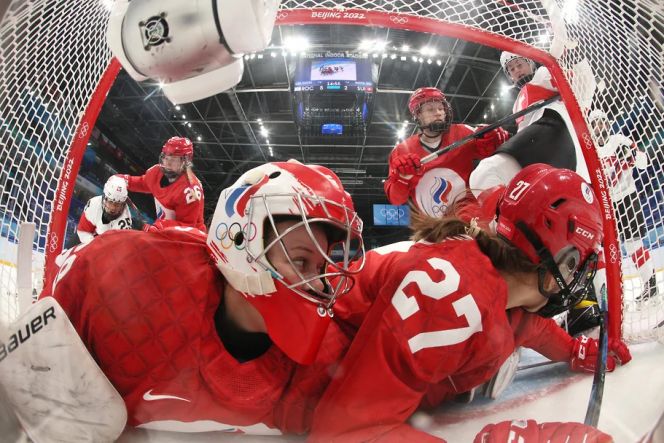 Фрагмент матча женского турнира по хоккею Россия - Швейцария. Фото: Reuters