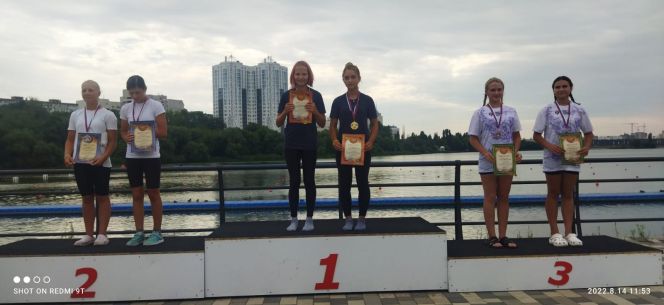 Валерия Кротова и Алина Кабакова из Павловска - победительницы всероссийских соревнований U15 в каноэ-двойке на дистанции 200 метров