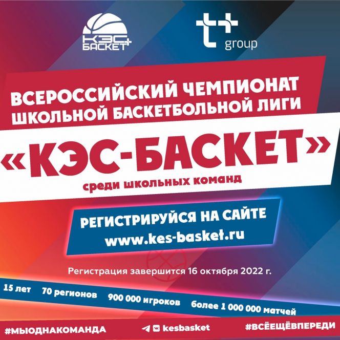 До 16 октября продолжается заявочная кампания на участие в новом сезоне Школьной баскетбольной лиги «КЭС-Баскет»