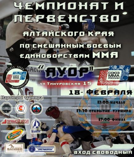 Впервые в Барнауле пройдут чемпионат и первенство Алтайского края по ММА.