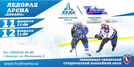 Барнаульское «Динамо» 11-12 февраля примет сильнейшую студенческую команду России – бердский «Кристалл».