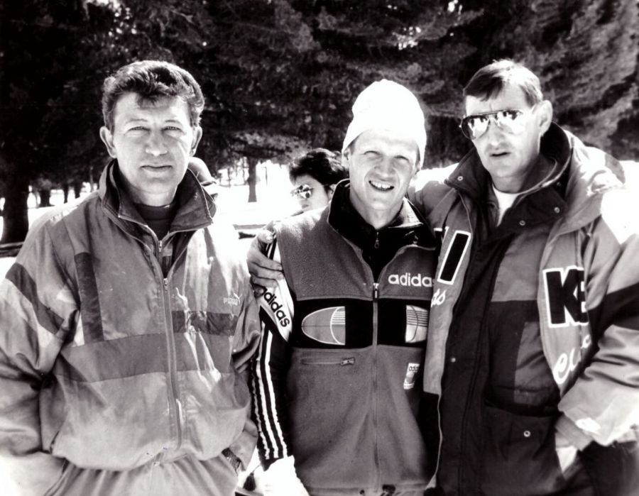 Анатолий Гиганов с Владимиром Драчевым, будущим президентом Союза биатлонистов России  (в центре), и Николаем Савиновым.