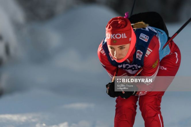 Яна Кирпиченко перед стартом гонки преследования. Фото: Bildbyran